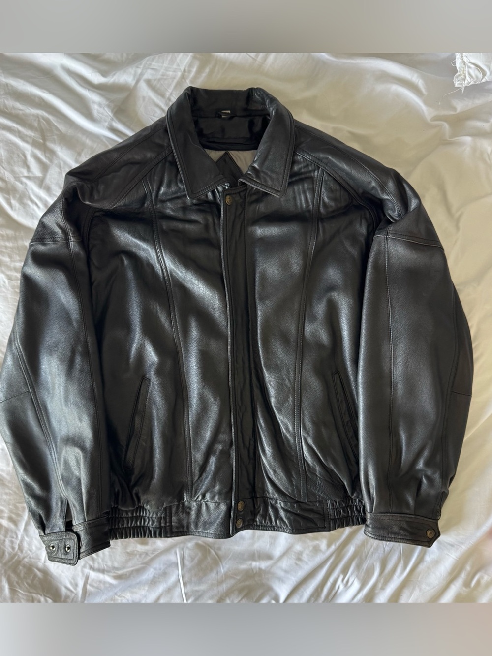 Rare Vintage 90s Genuine Leather Bomber Jacket